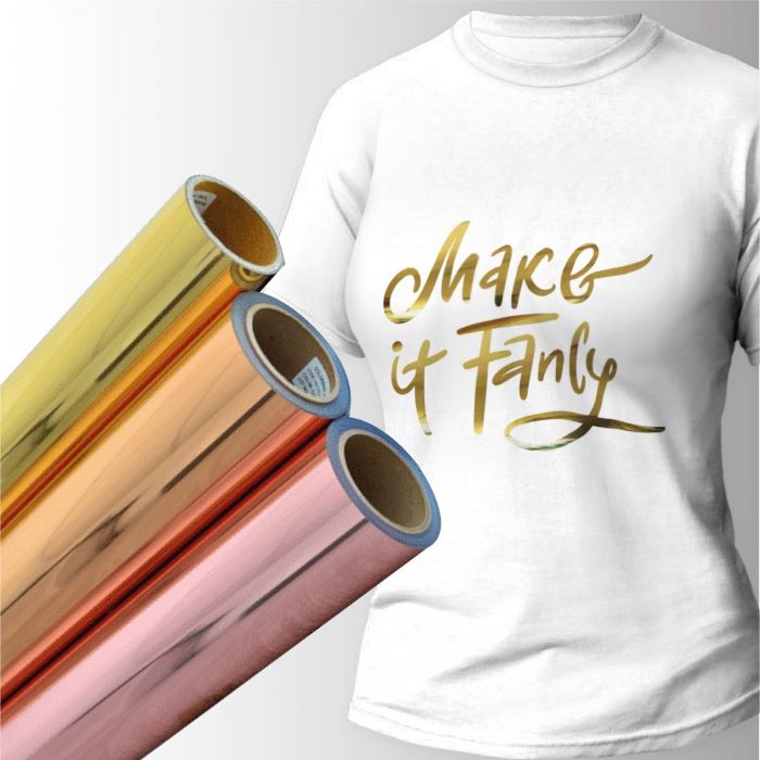 Remera con vinilo foil brillante